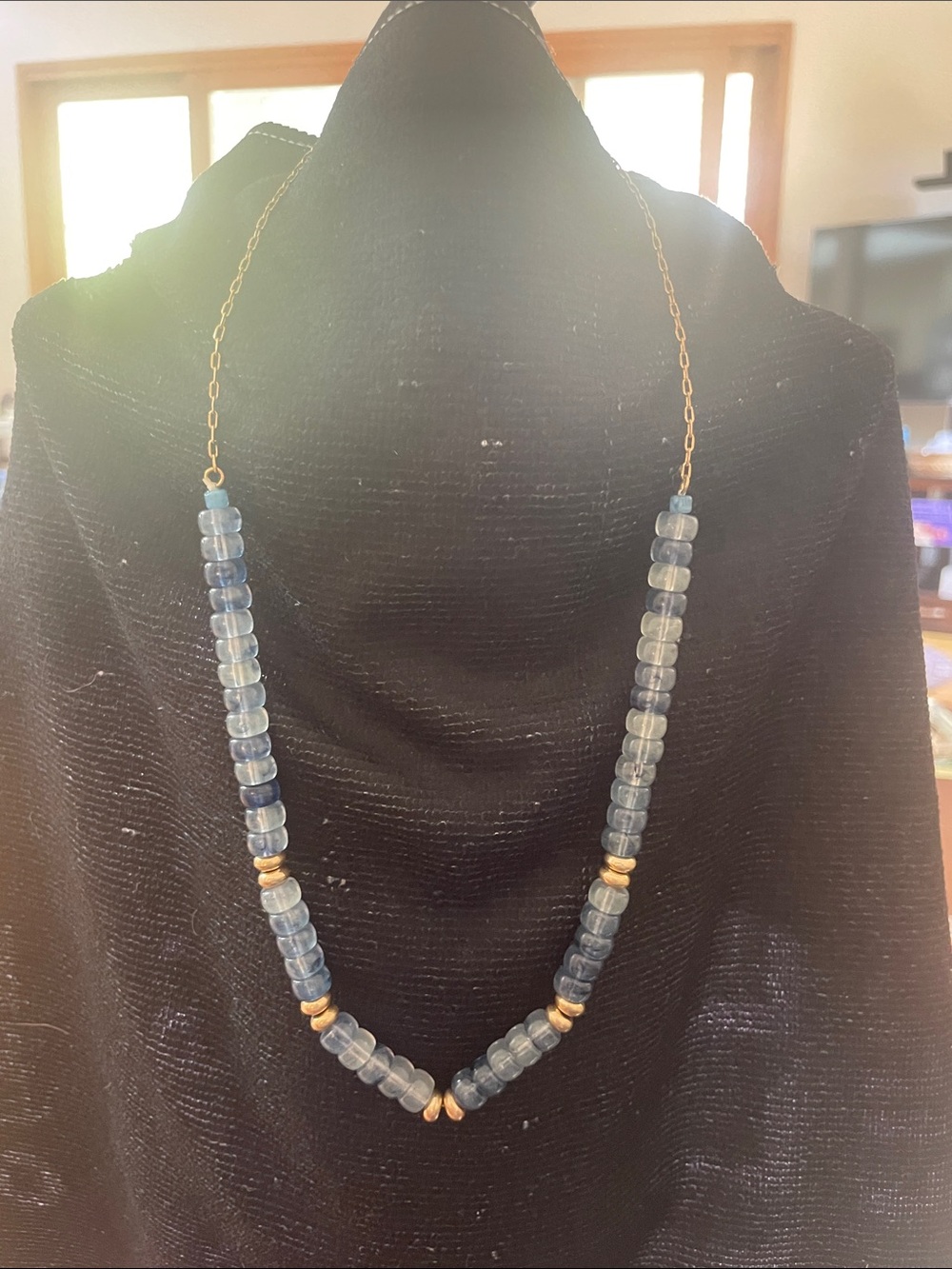 Ashley Cooper Gold-tone Blue Ombré Disc Bead with Gold Space Discs Necklace NWOT